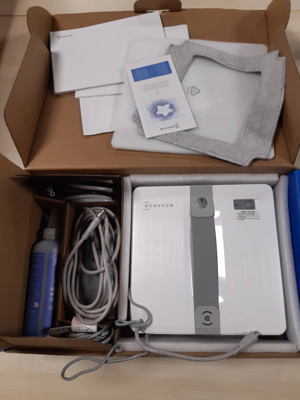 216765 - ECOVACS WINBOT Mini Robot për Pastrimin e Xhamave, i Bardhë, Dizajn Kompakt, Gryka të Dyfishta me Spërkatje Ultrasonike, Sistem Mbrojtjeje me 9 Faza, Planifikim Inteligjent i Rrugës