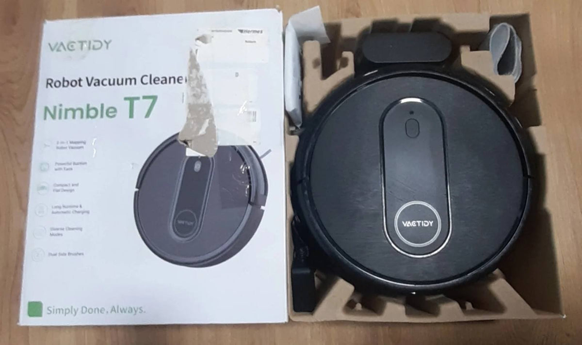 291217 - VACTIDY T7, Fshesë Robotike e Dyshemeve në Ngjyrë të Zezë, Me Rezervuar Uji 2 në 1, Përdorimi me WiFi/Aplikacion/Alexa/Siri/Google/IFTTT, Për Qilima dhe Qime Kafshësh Shtëpiake, i Përshtatshëm për Të Gjitha Llojet e Dyshemeve