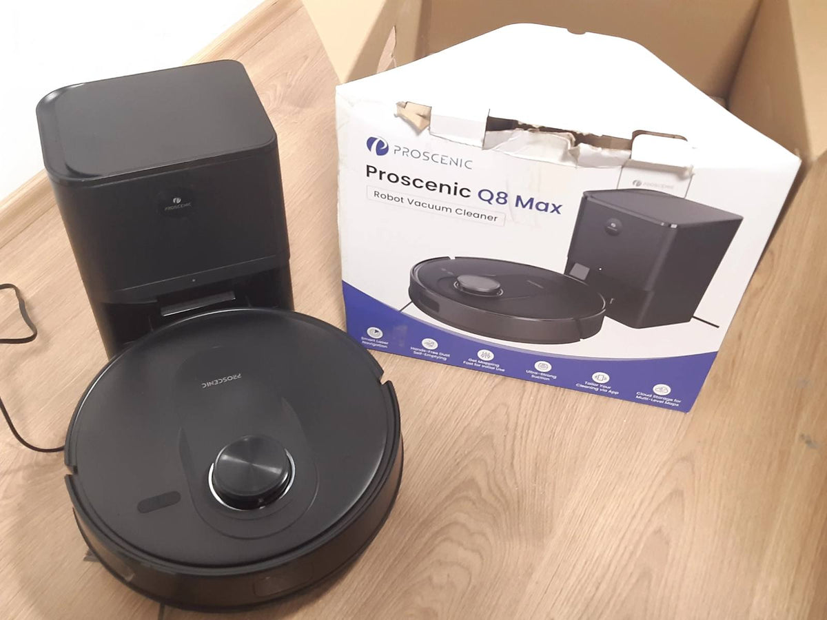 281089 - PROSCENIC Q8 Max Fshesë Robotike me Mapim 6000Pa, Kohë punimi 200 minuta, Zbrazje Automatike 60 ditë, Pastrim dhe Fshesë Dyshemesh, Navigim LiDAR, Kontroll APP/Wifi/Siri