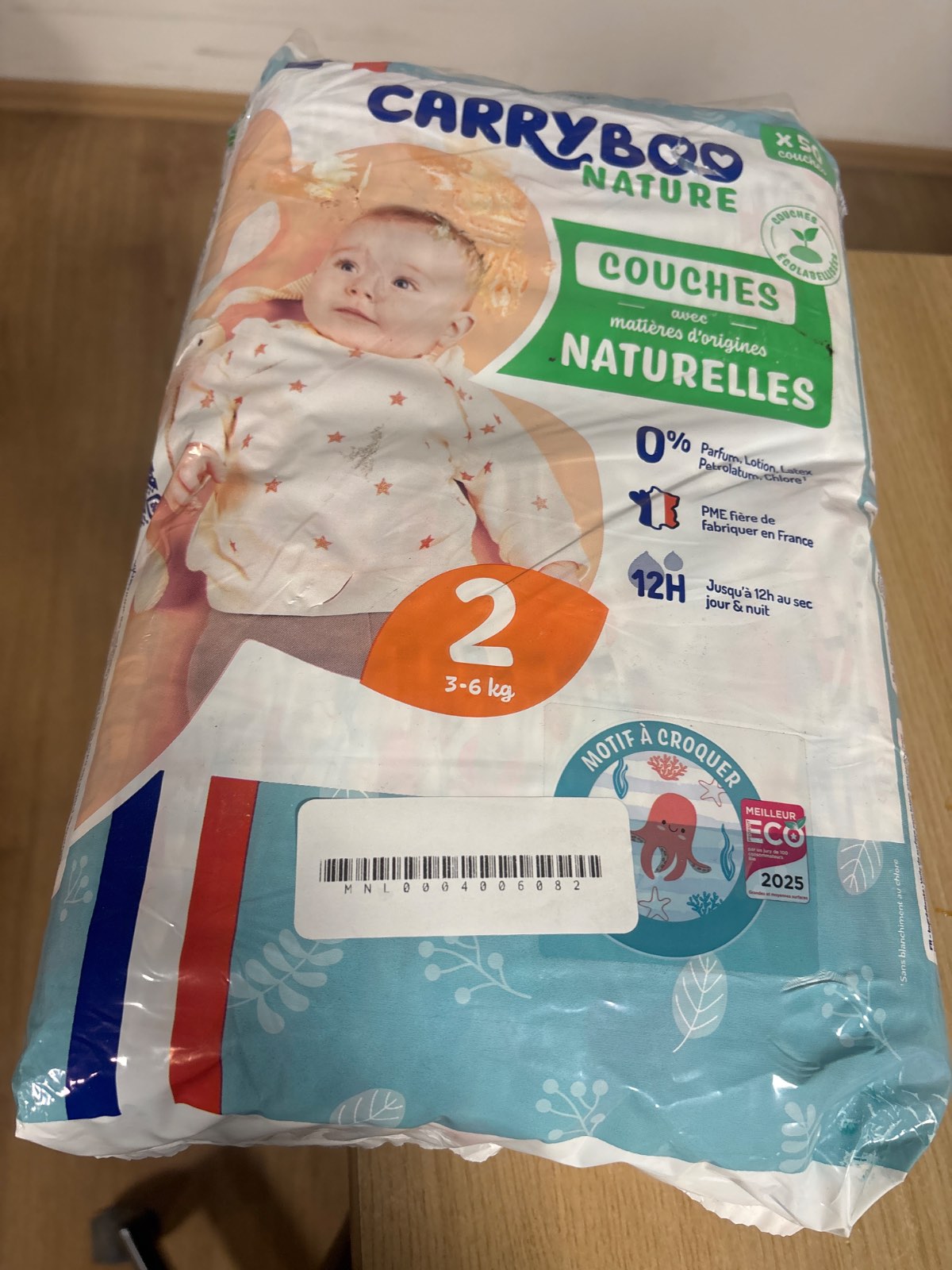 308398 - CARRYBOO – Pelena ekologjike për bebe, madhësia 2 (3–6 kg).