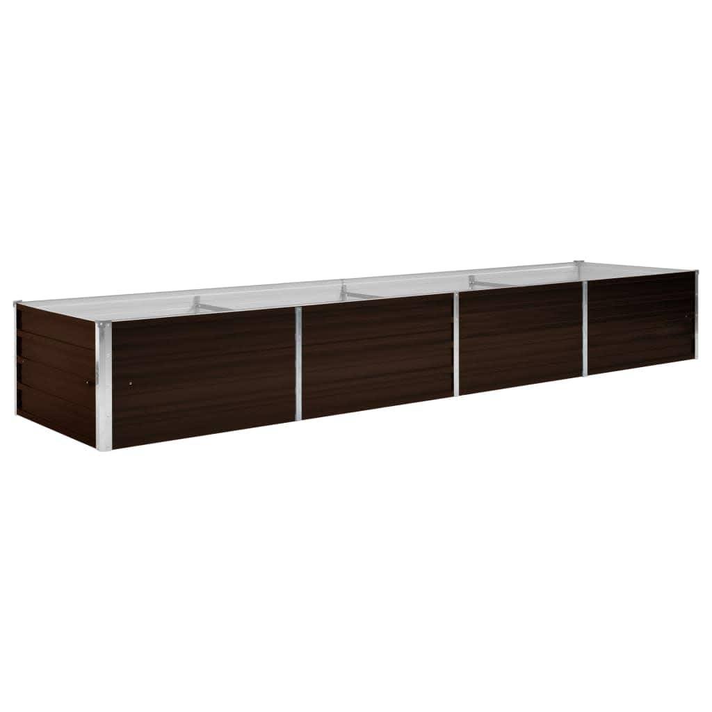 291453 - vidaXL Shtrat i ngritur për kopsht, çelik i galvanizuar, 320 × 80 × 45 cm, kafe