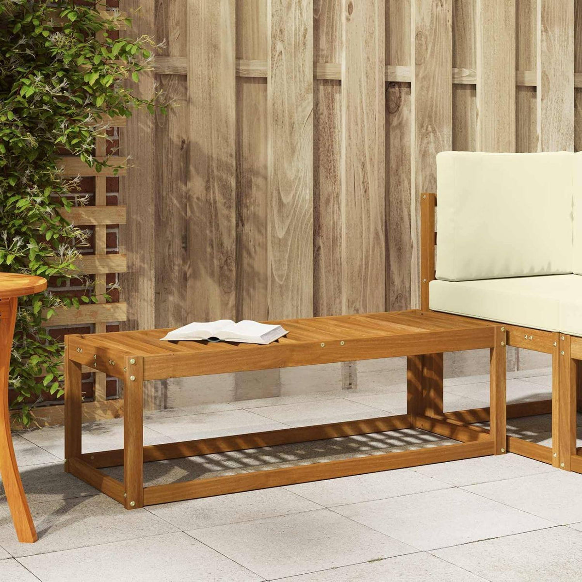 291284 - vidaXL Stolë/ulëse për ambiente të jashtme, natyrale, 115 × 43 × 37 cm, dru i fortë akacie