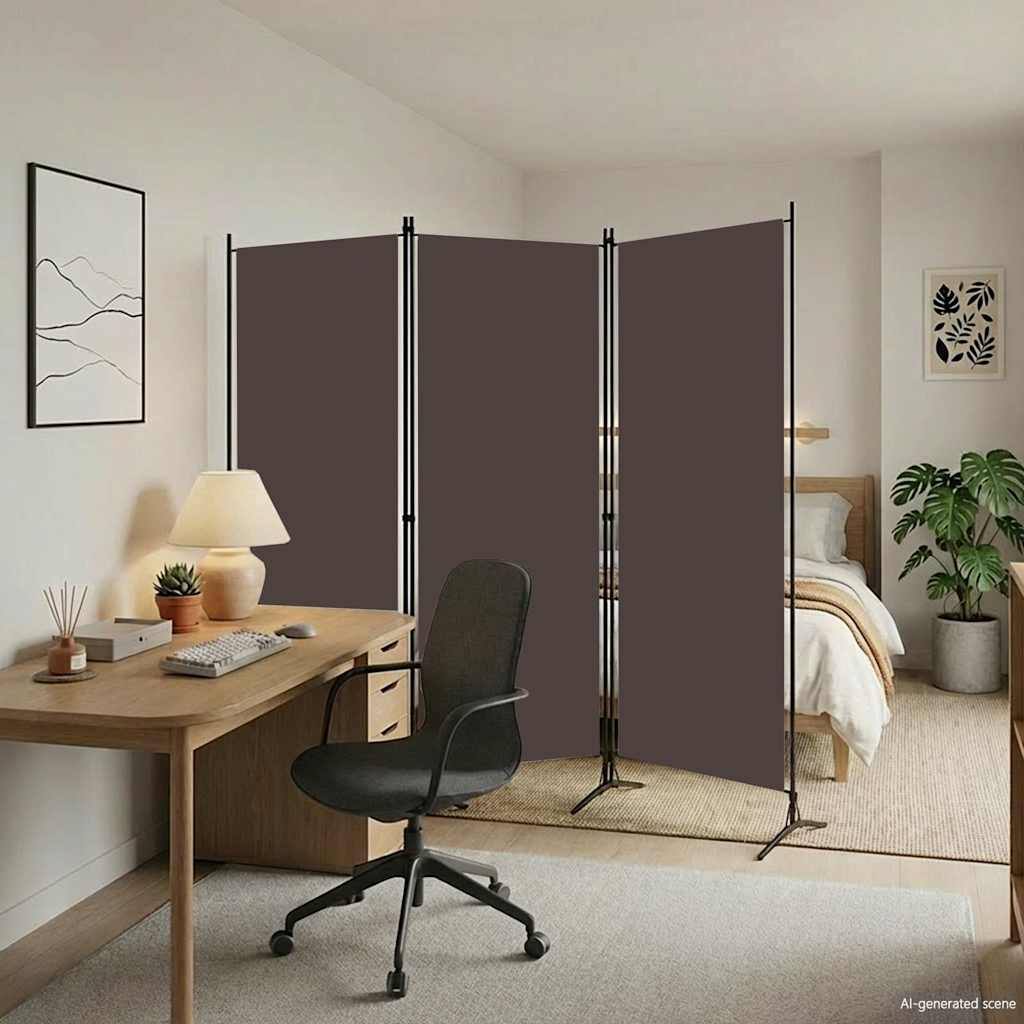 291669 - vidaXL Ndarëse Dhome me 3 Panele, Ngjyrë Kafe 260x180 cm, Pëlhurë