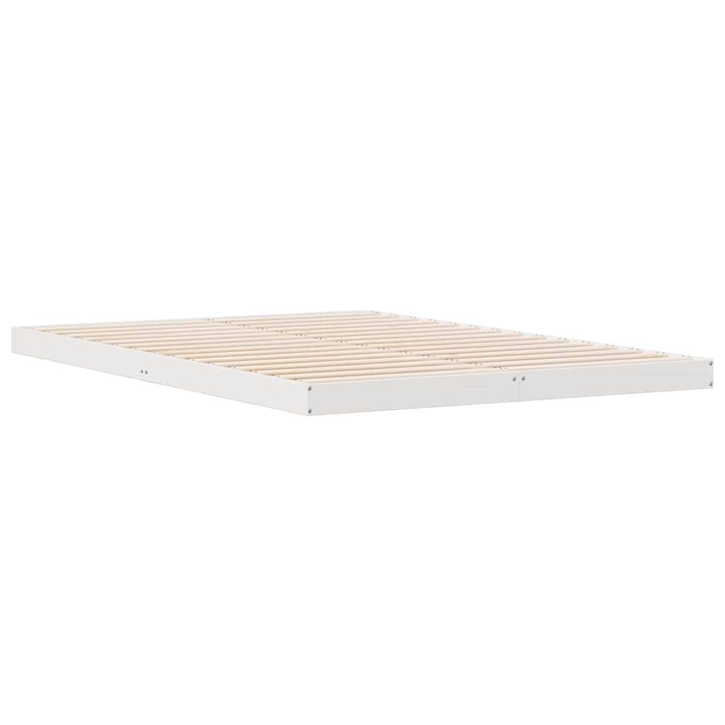291357 - vidaXL Kornizë krevati e ulët e bardhë 140 × 210 cm, dru pishe e fortë
