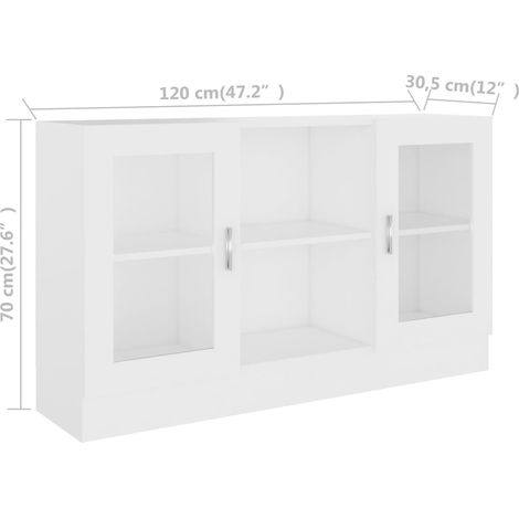 244623 - vidaXL Vitrinë e Bardhë 120 × 30.5 × 70 cm, Dru i Përpunuar