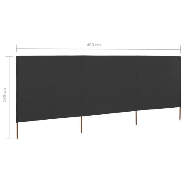 334540 - vidaXL Paravan Mbrojtës nga Era me 3 Panele 400x160 cm Ngjyrë Antraciti