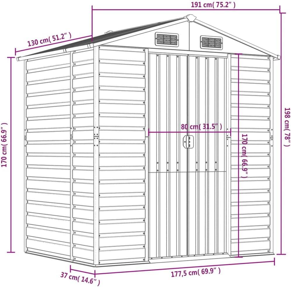 334141 - vidaXL Shtëpizë për Vegla Kopshti prej Çeliku të Galvanizuar -