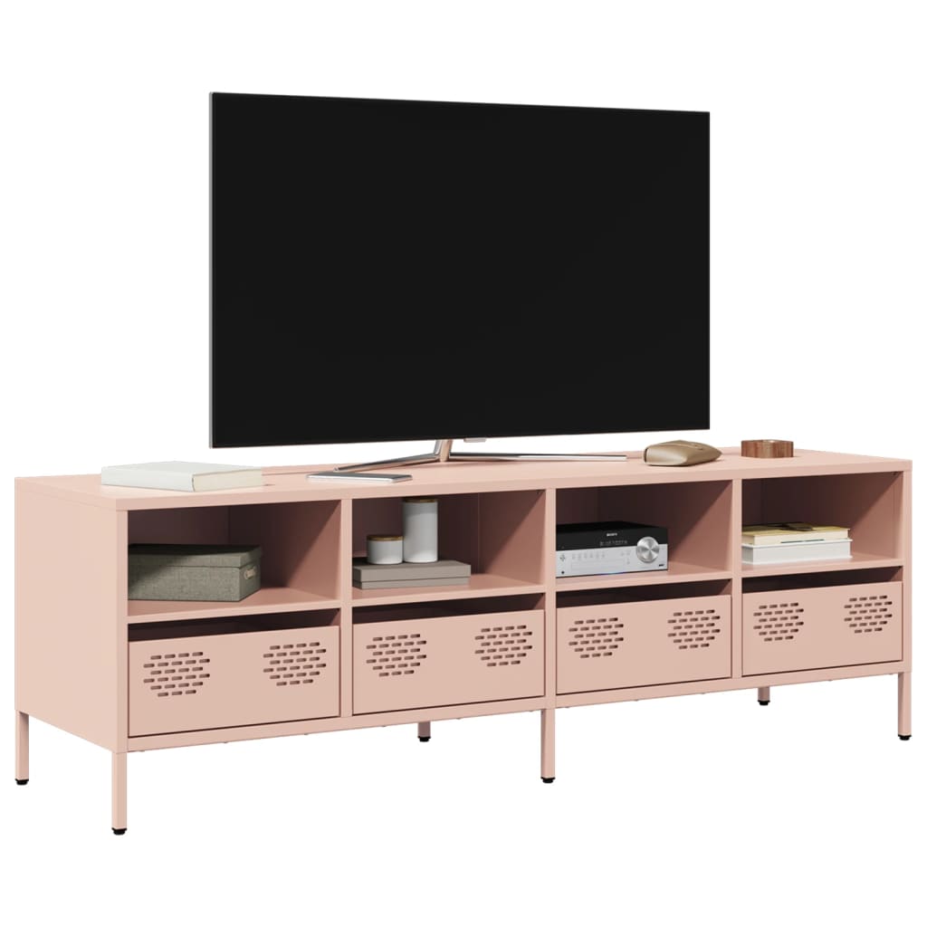 265593 - vidaXL Komodë për TV 135×39×43.5 cm – Rozë, Çelik i Laminuar në të Ftohtë