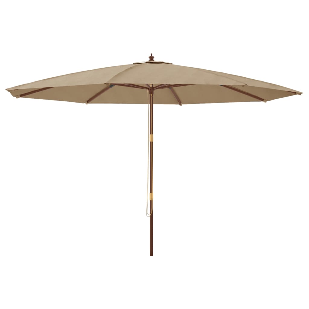 333208 - VIDAXL Çadër dielli për kopsht me shkop druri, ngjyrë bezhë 400x273 cm