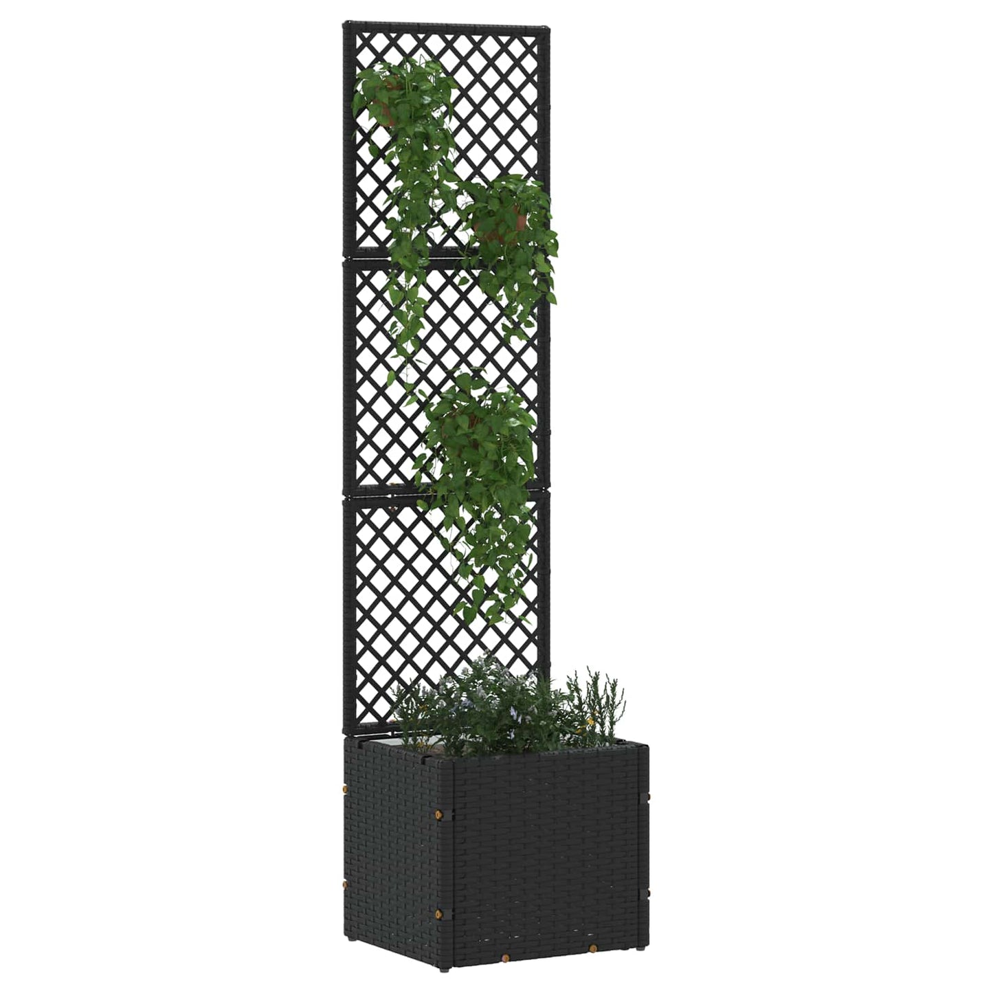 280250 - vidaXL Vazo Kopshti me Rresht, E Zezë 35 x 30 x 135 cm Metalike