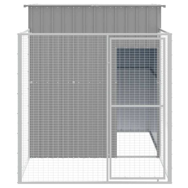 334048 - VIDAXL Shtëpi Qeni me Vrapim Gri e Çelët 165x251x181 cm Çelik i Galvanizuar
