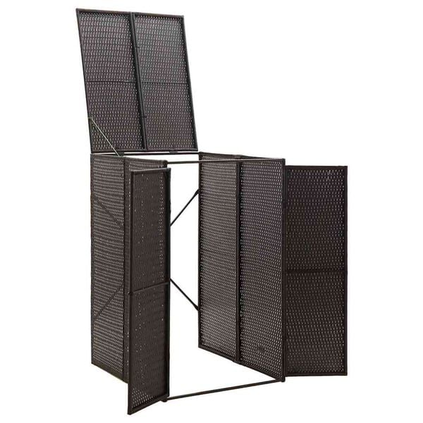 291127 - VIDA XL Kasolle me tre pjese, e zezë 207x80x117 cm, prej polietileni, prej ratani