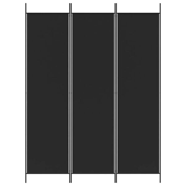 244522 - VIDA XL Ndarës Dhome me 3 Panele, Ngjyrë e Zezë 150x200 cm, Pëlhurë