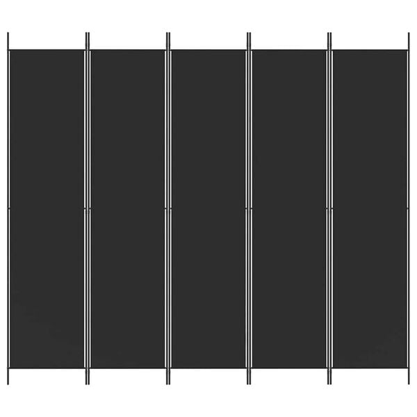 291173 - VIDAXL Ndarës Dhome me 5 Panele, E Zezë 250x220 cm, Pëlhurë