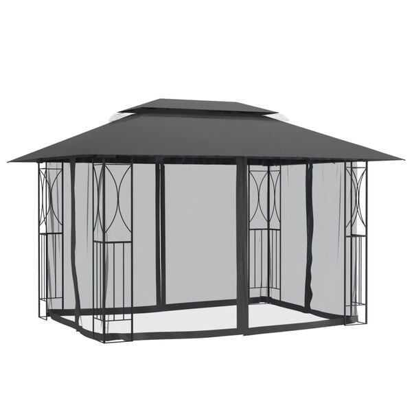 334155 - VIDAXL Gazebo me mure anësore Antracit 400x300x270 cm Çelik