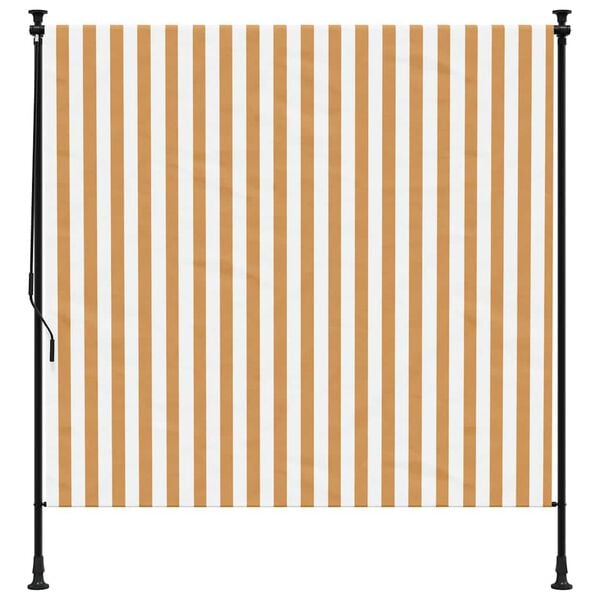 291244 - VIDAXL Perde me rul për jashtë, portokalli dhe të bardhë 150x270 cm, Pëlhurë dhe çelik