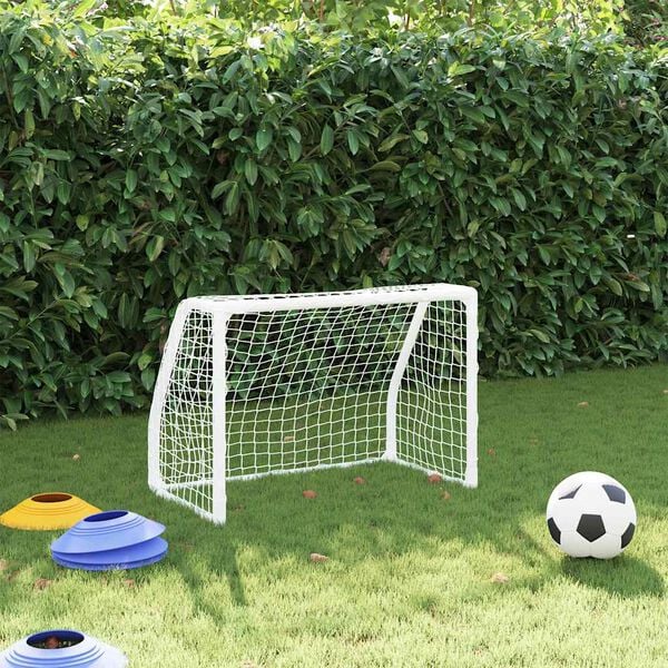 244638 - VIDA XL Porta Futbolli për Fëmijë 2 copë me Top 64x35x48 cm Metalike të Bardha