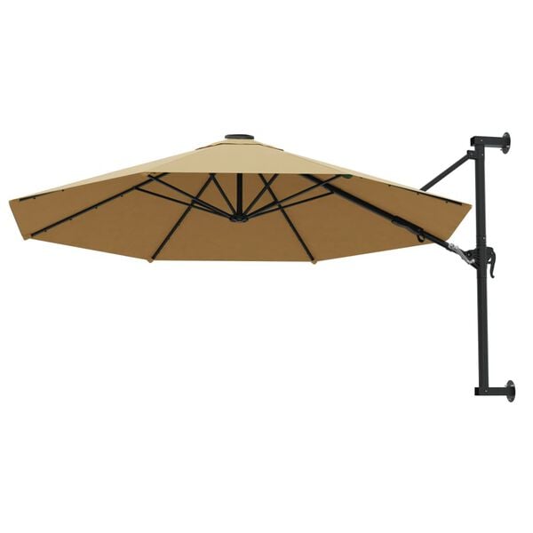 333382 - VIDAXL Çadër Dielli e Montuar në Mur me Shtyllë Metalike, 300 cm, ngjyrë Guape