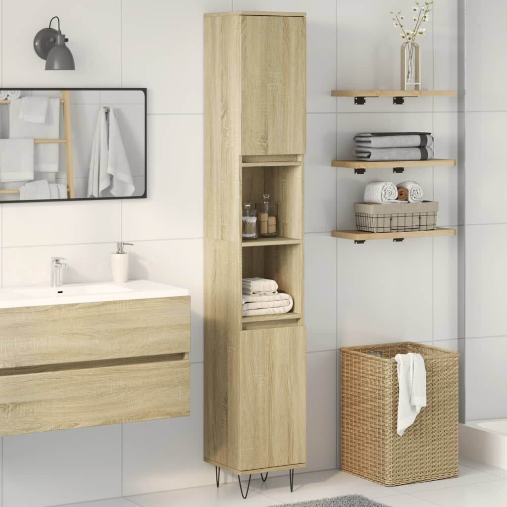 265517 - VIDA XL Dollap Banjoje Sonoma Lis 30x30x190cm Dru i Inxhinieruar