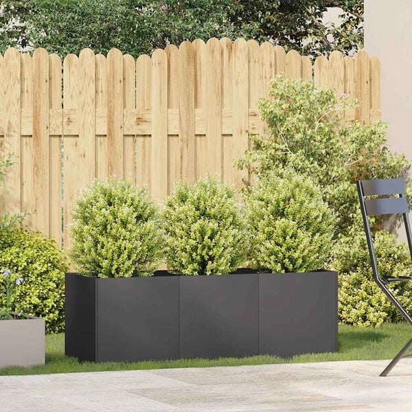 291584 - VIDAXL Vazo e Zezë 120x40x40 cm Çelik i Petëzuar në të Ftohtë