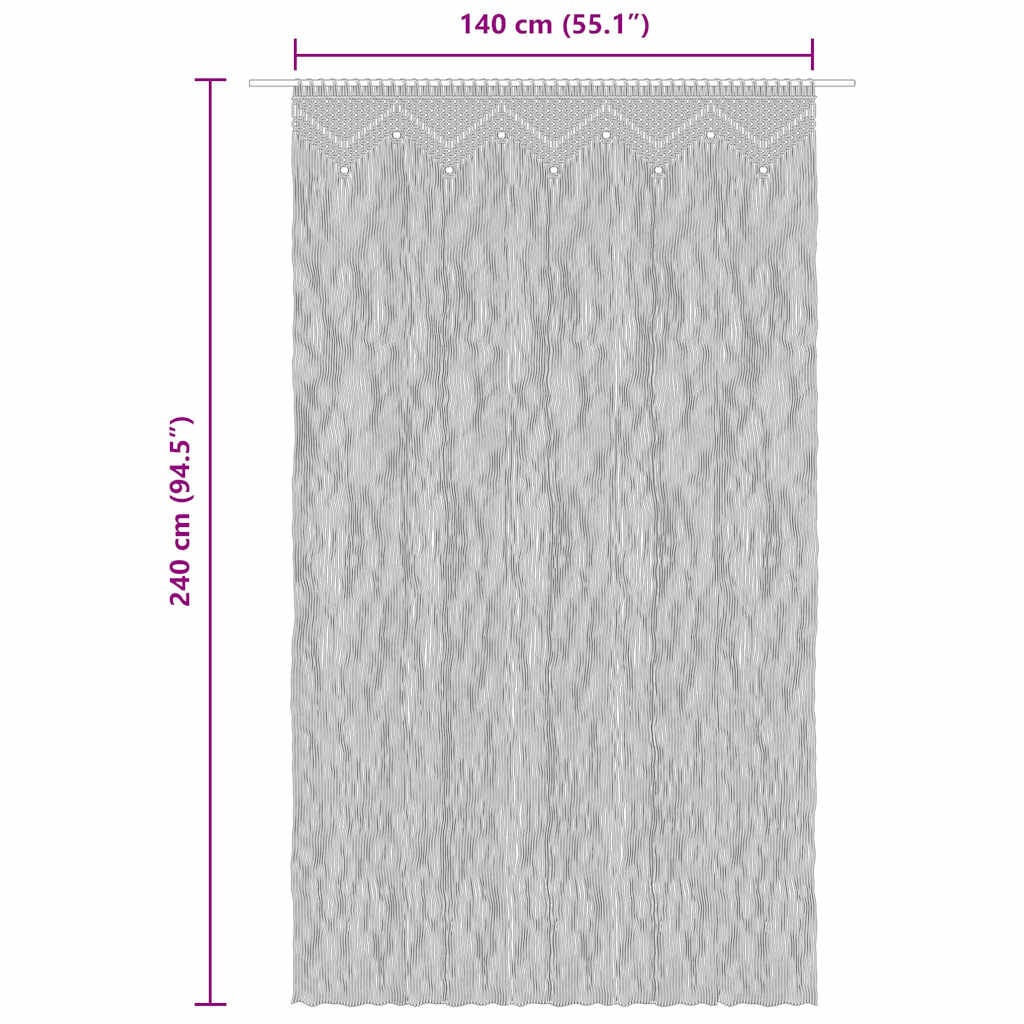 265003 - VIDAXL Perde Makrameje 140x240 cm Pambuk