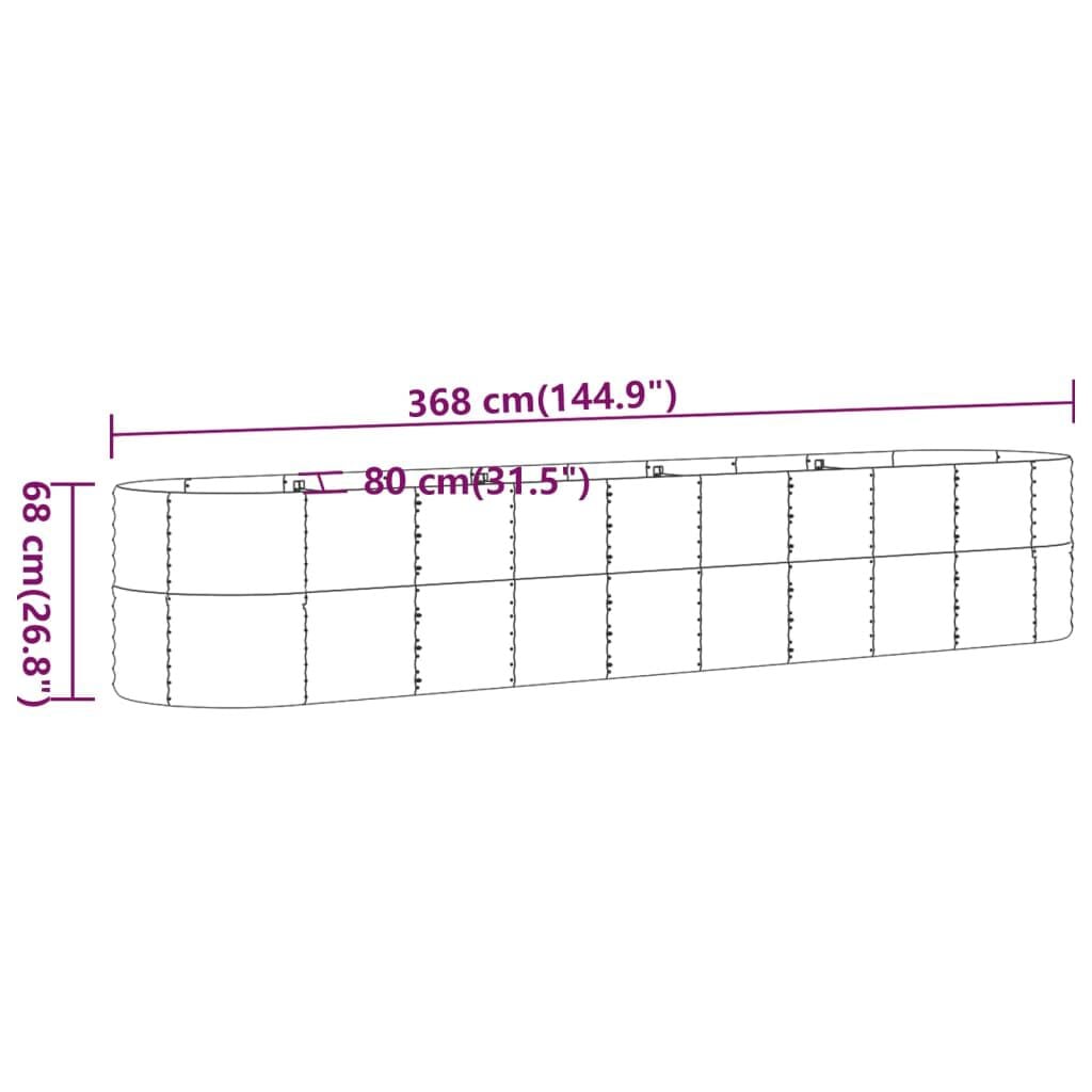 280138 - VIDA XL Shtretër i ngritur për kopsht, çelik i galvanizuar 368x80x68 cm, ngjyrë antraciti