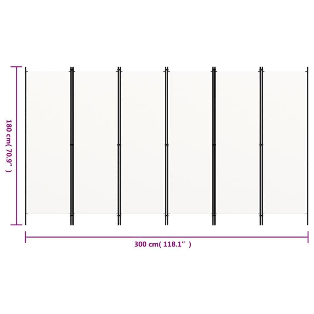 280145 - VIDAXL Ndarës Dhome me 6 Panele, i Bardhë 300x180 cm