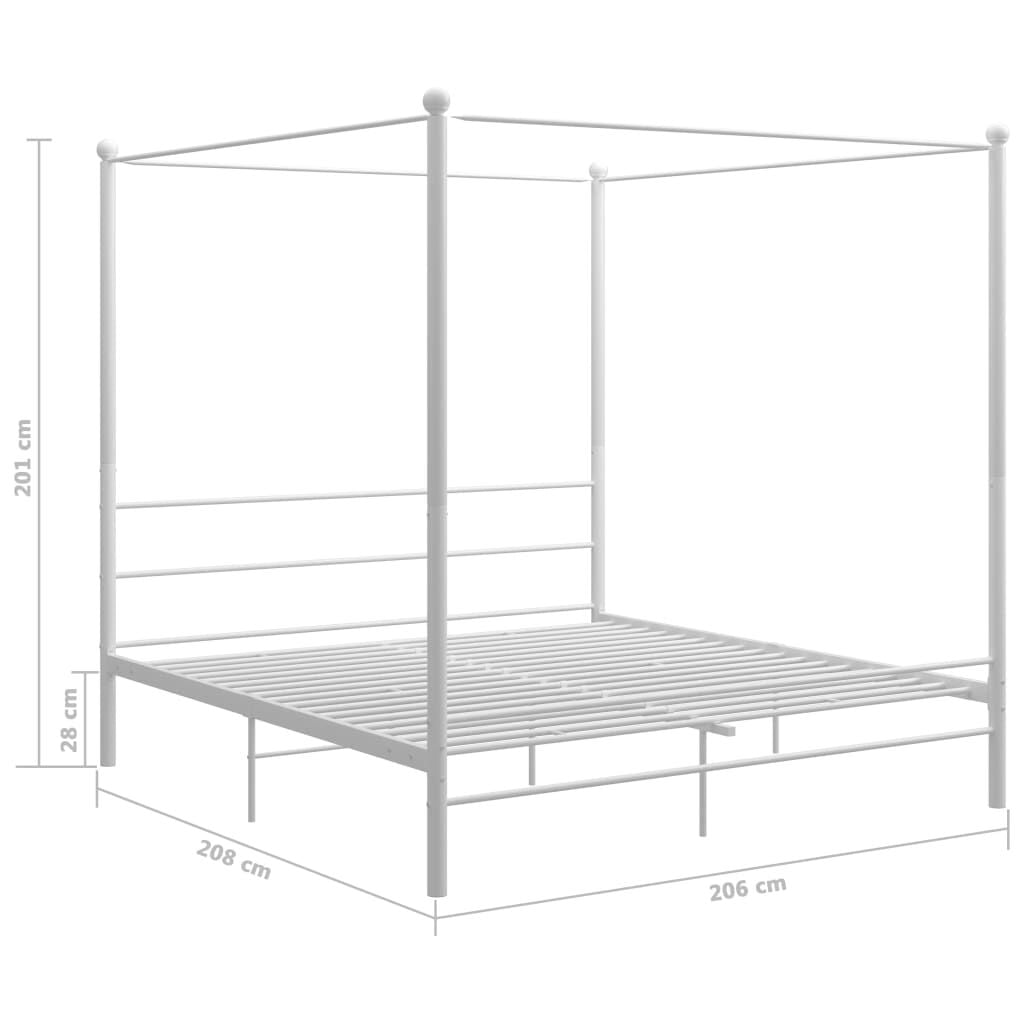 265147 - VIDA XL Kornizë Krevati me Tendë pa Dyshek, Metal i Bardhë 200x200 cm