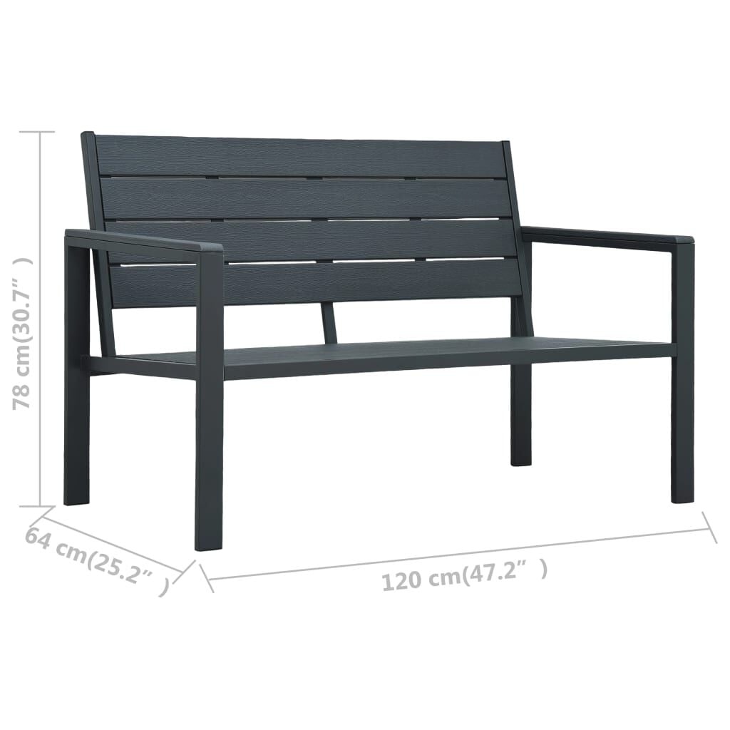 265434 - VIDAXL Stol Kopshti 120 cm HDPE me Pamje Gri Druri