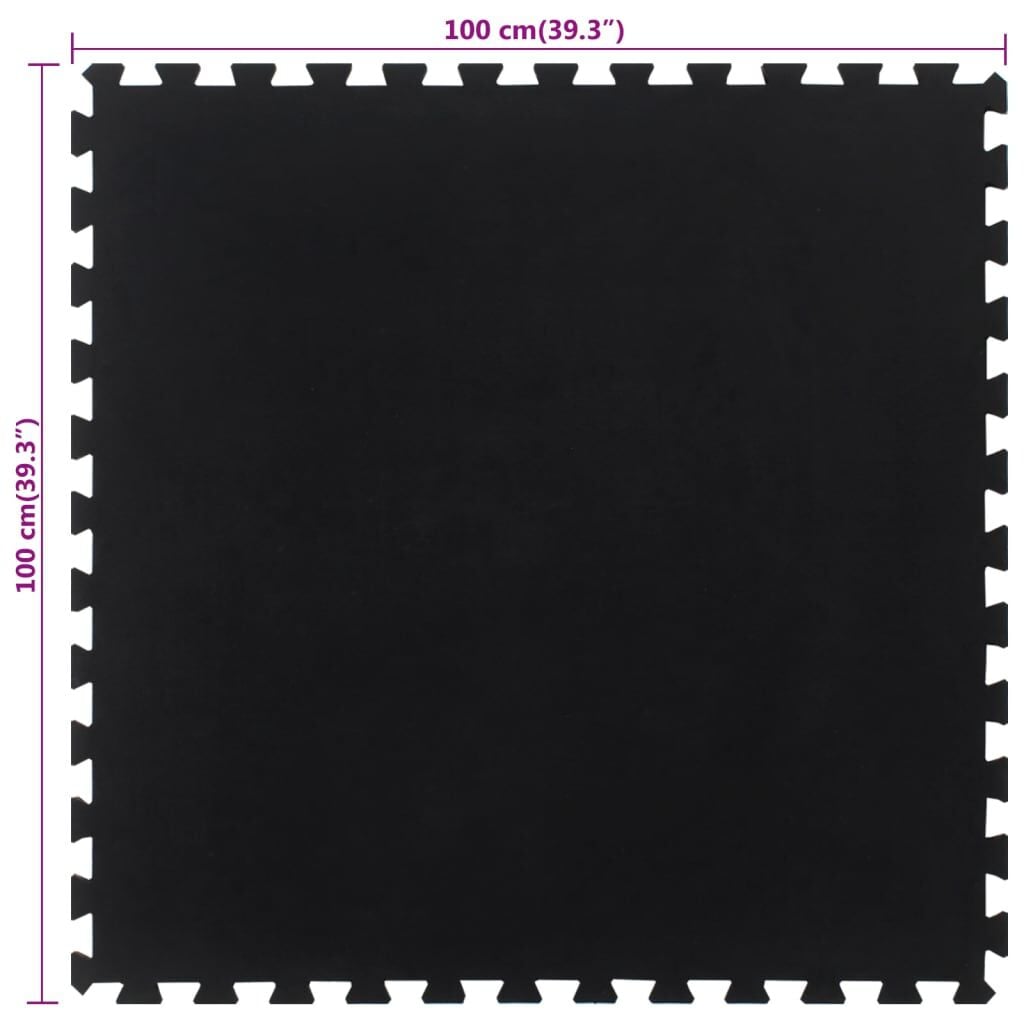 280041 - VIDA XL Pllakë dyshemeje prej gome e zezë 12 mm 100x100 cm
