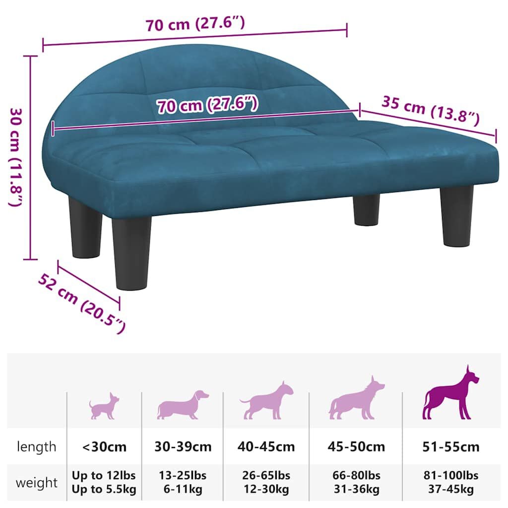 280054 - VIDA XL Shtrat Qeni Blu 70x52x30 cm Kadife