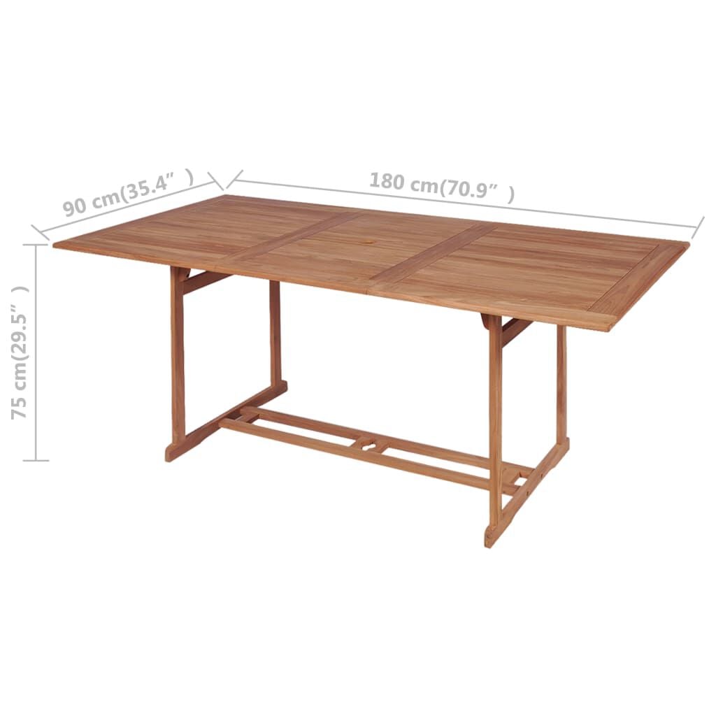 265411 - VIDAXL Tavolinë Kopshti 180x90x75 cm Dru Tiku i Fortë