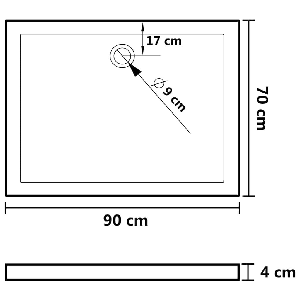 265016 - VIDAXL Tabaka Baze Dushi Drejtkëndëshe prej ABS, E Zezë 70x90 cm