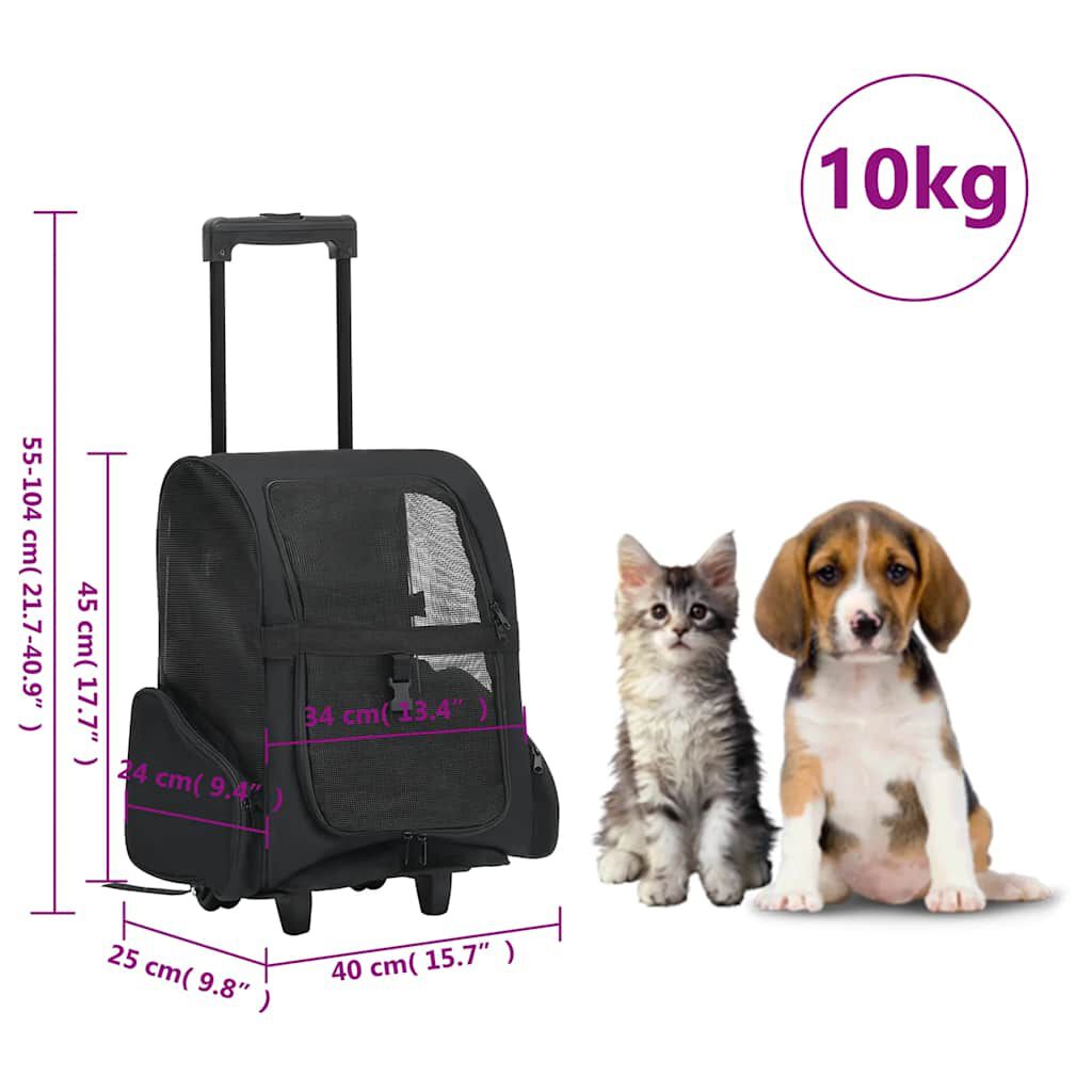 280046 - VIDA XL Karrocë shumëfunksionale për kafshë shtëpiake e palosshme, e zezë