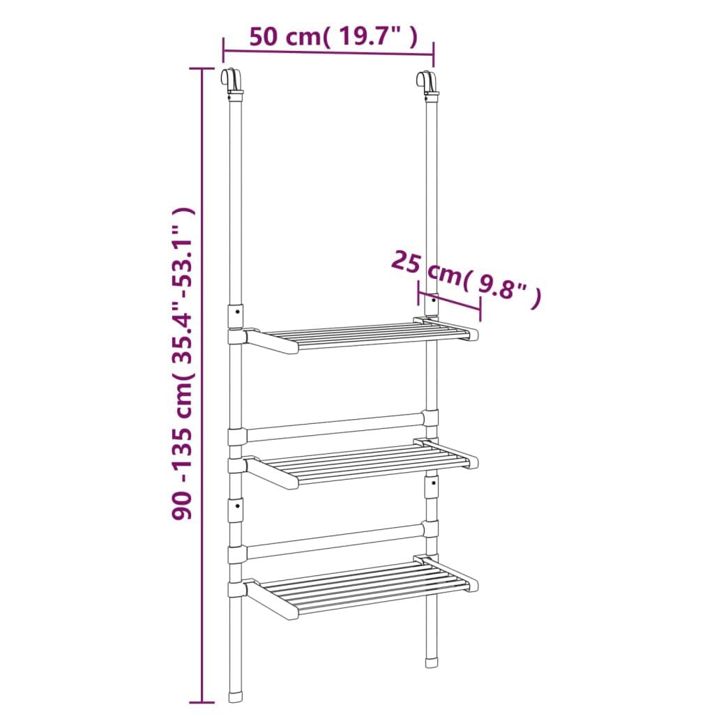 265160 - VIDA XL Raft tharëse rrobash me 3 nivele, prej alumini