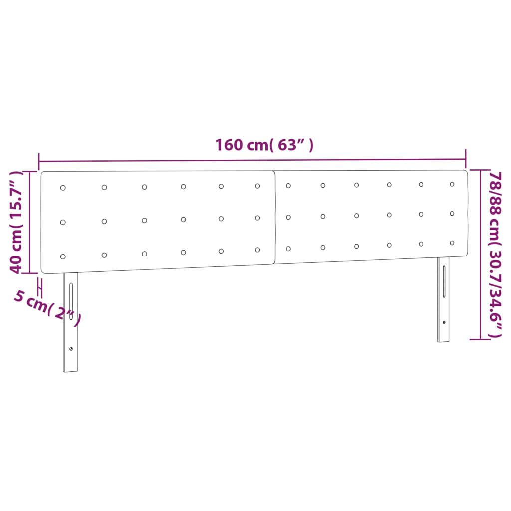 280173 - VIDAXL Kokë shtrati Gri 160x5x78/88 cm Lëkurë artificiale
