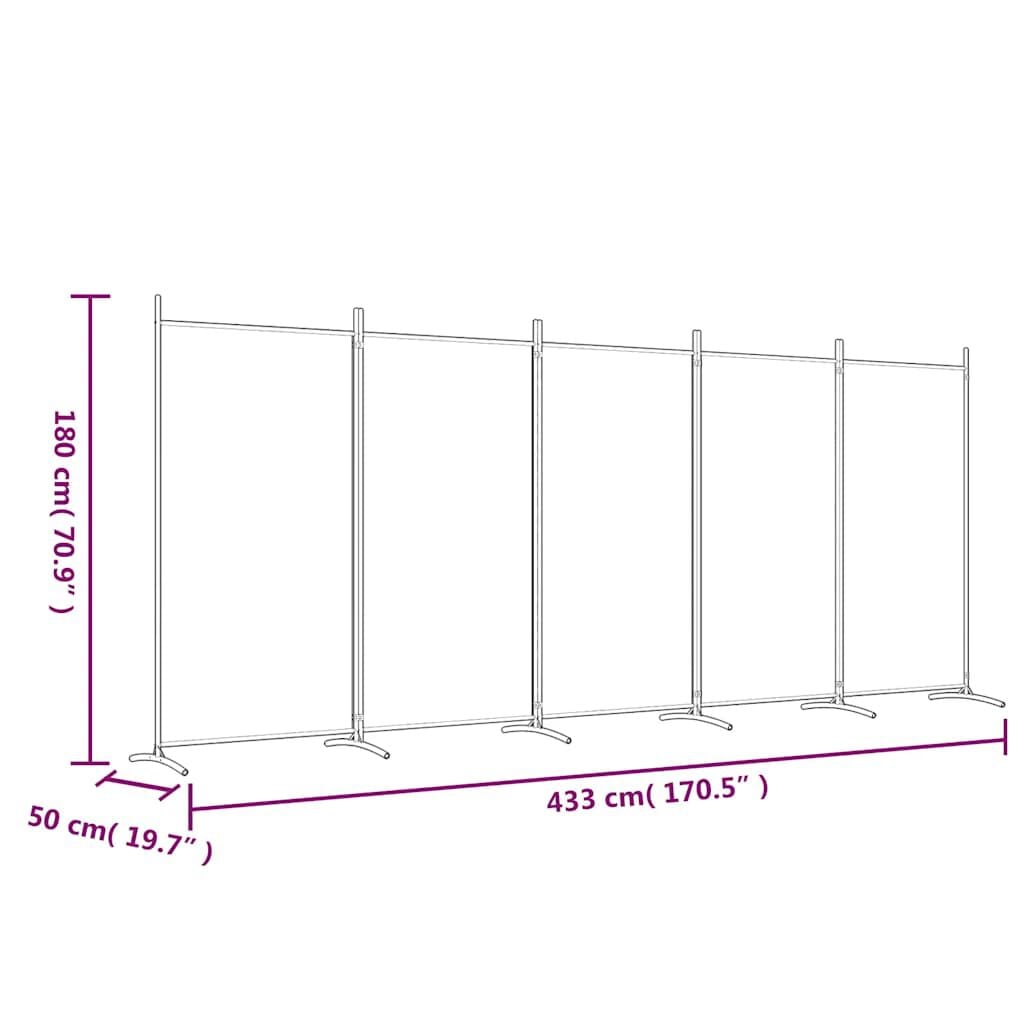 265178 - VIDAXL Ndarës Dhome me 5 Panele, ngjyrë e zezë, 433x180 cm, material
