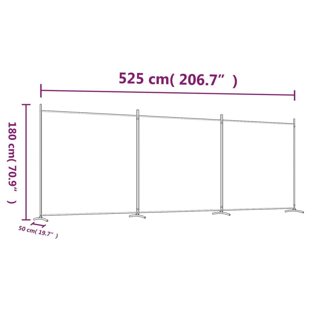 265179 - VIDAXL Ndarës Dhome me 3 Panele, ngjyrë kafe, 525x180 cm, pëlhurë