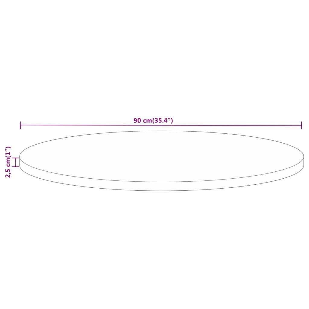 280255 - VIDAXL Sipërfaqe Tavoline Ø 90x2,5 cm e Rrumbullakët prej Druri të Masturbuar Mango e Ashpër