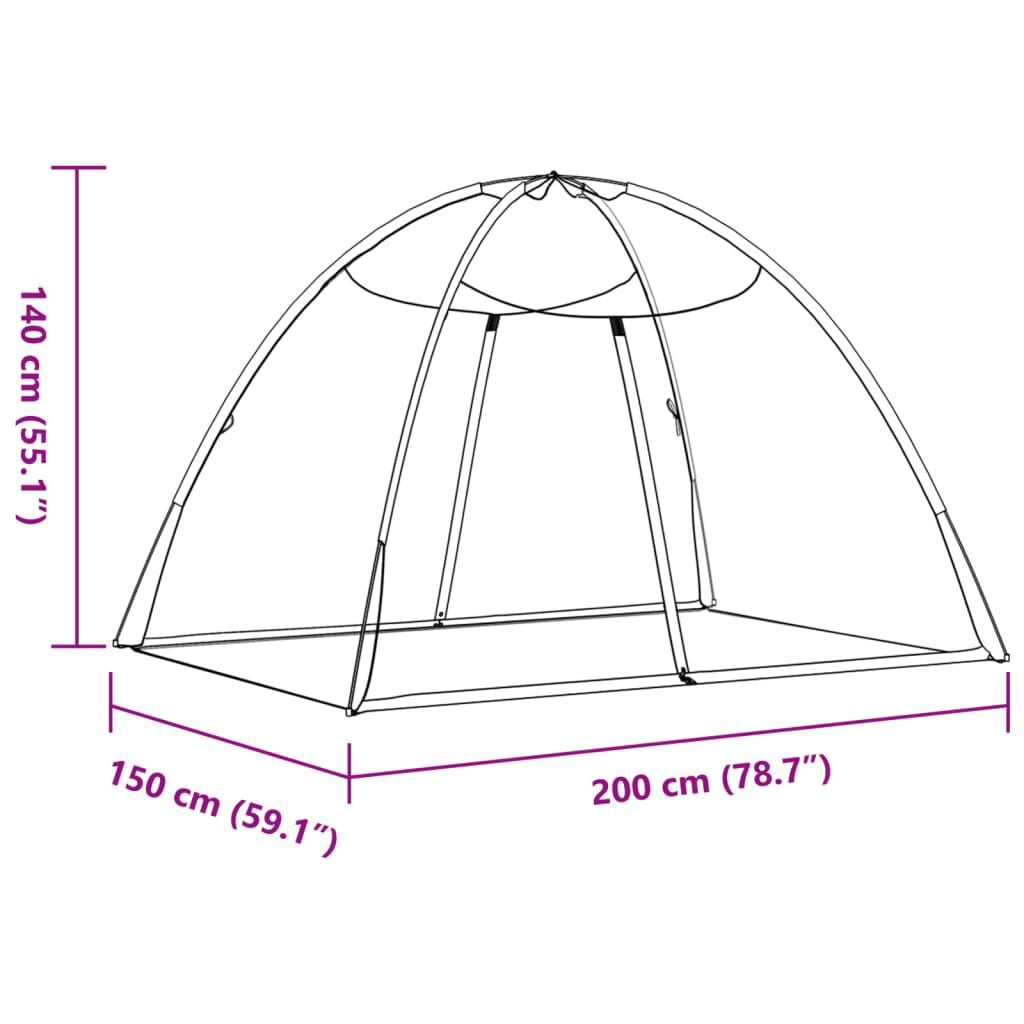 280326 - VIDAXL Rrjetë Kundër Mushkonjave Mongolia me Dyer 220 Rrjetë e Zezë 200x150x140 cm