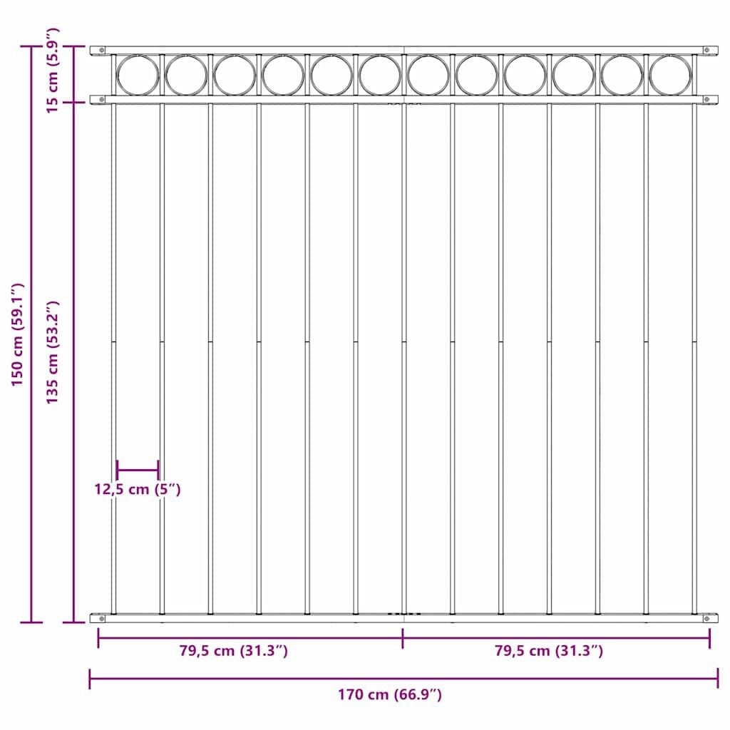 280402 - vidaXL Element Gardhi ASSEN i Bardhë 170 x 150 cm Çelik