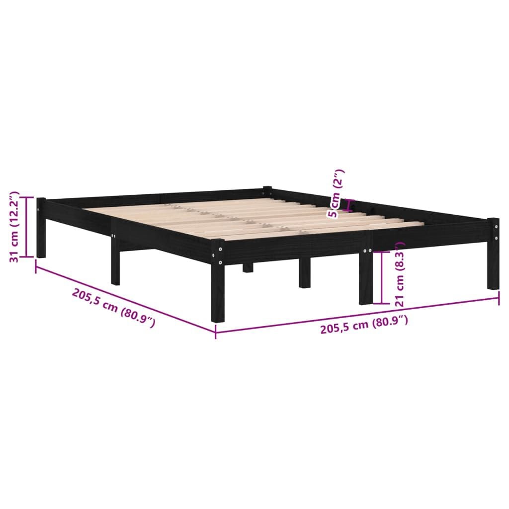 265457 - VIDAXL Kornizë shtrati pa dyshek, dru i fortë i zi 200x200 cm