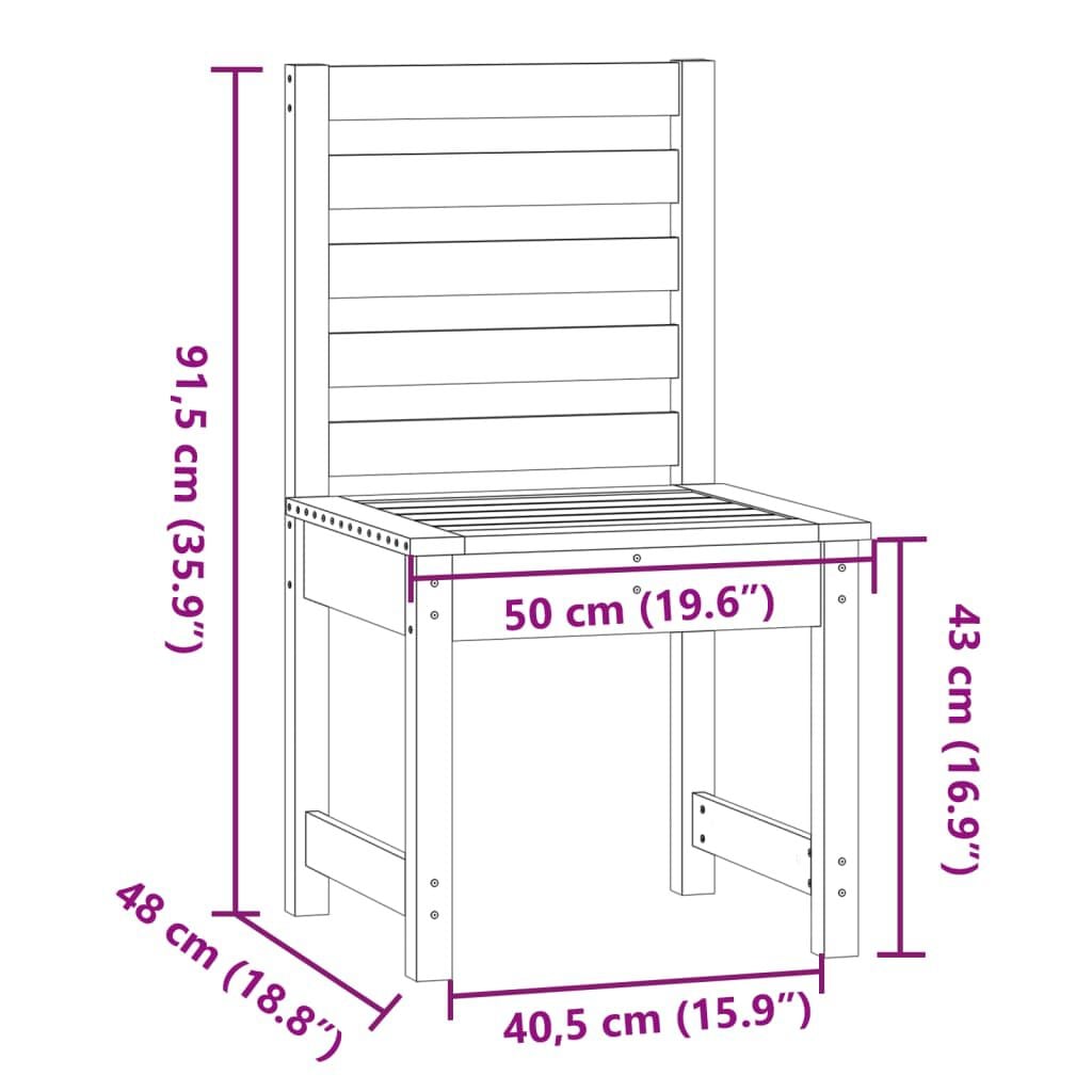 265474 - Karrige kopshti 2 copë 50x48x91,5 cm, Dru i fortë Douglas