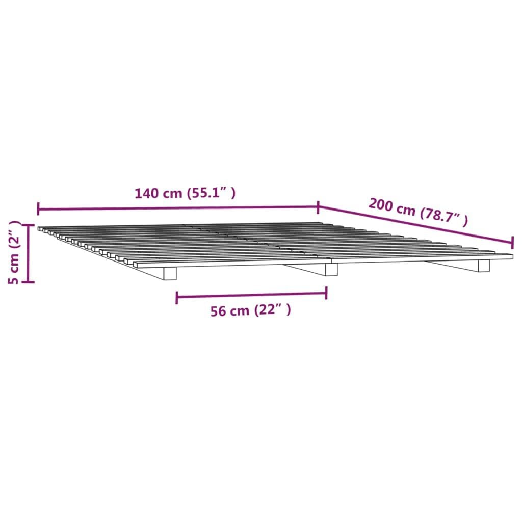 280537 - Kornizë shtrati pa dyshek 140x200 cm prej druri pishe