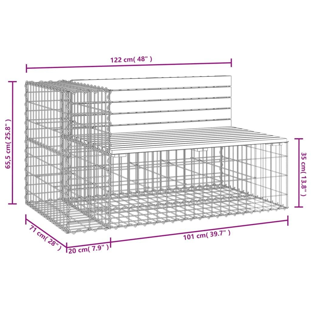 280559 - VIDAXL Stol Kopshti me Dizajn Gabion 122x71x65,5 cm Dru Pishe i Impregnuar