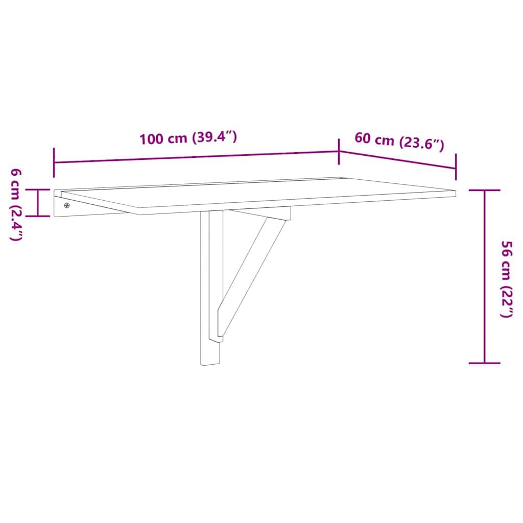 265061 - VIDA XL Tavolinë Muri e Palosshme Lisi 100x60 cm