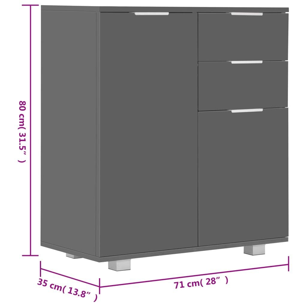 265074 - VIDAXL Bufe Gri me Shkëlqim të Lartë 71x35x80 cm Dru i Inxhinierizuar