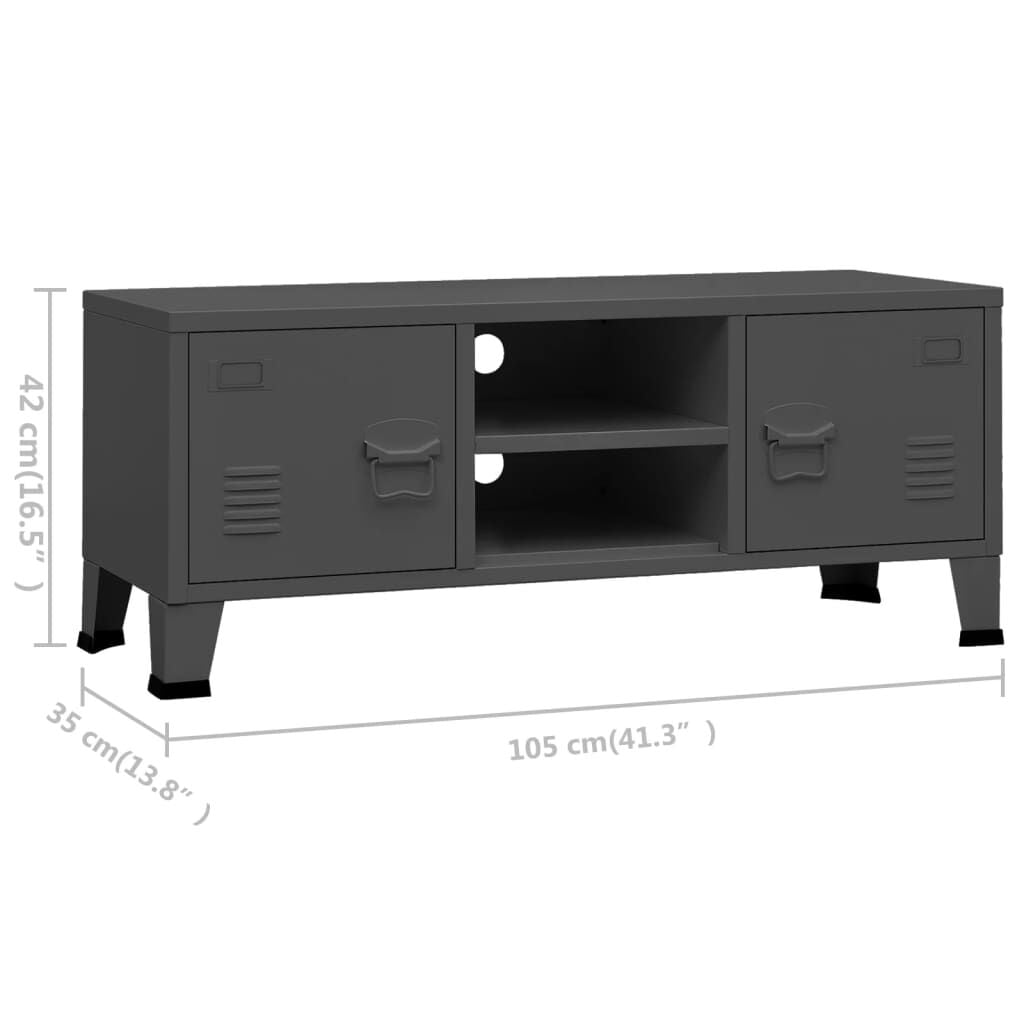 280158 - VIDAXL Kabinet TV Industrial Antracit 105x35x42 cm Metal