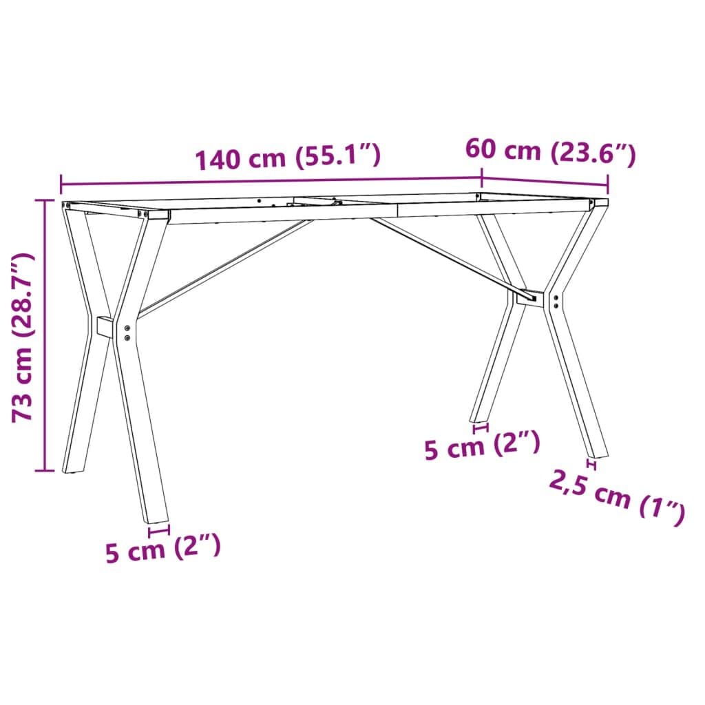 265203 - VIDAXL Këmbë Tavoline Ngrenieje me Kornizë Y 140x60x73 cm, Çelik