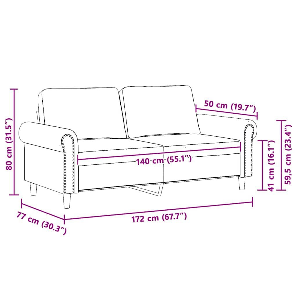 265211 - VIDA XL Divan 2-Vendësh Gri i Çelët 140 cm Kadife